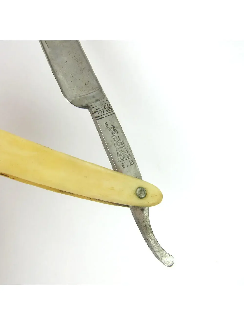 Vintage Straight Razor Liberty Bone Scales Handle & Case